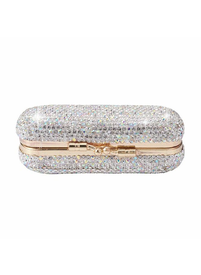 Calidaka Lipstick Case Holder with Mirror Crystal Lipstick Organizer for Travel Ladies Fashion Portable Glitter Shiny Diamonds Rhinestone Clip Holder Luxury Lip Gloss Makeup Storage Bag - Image 4