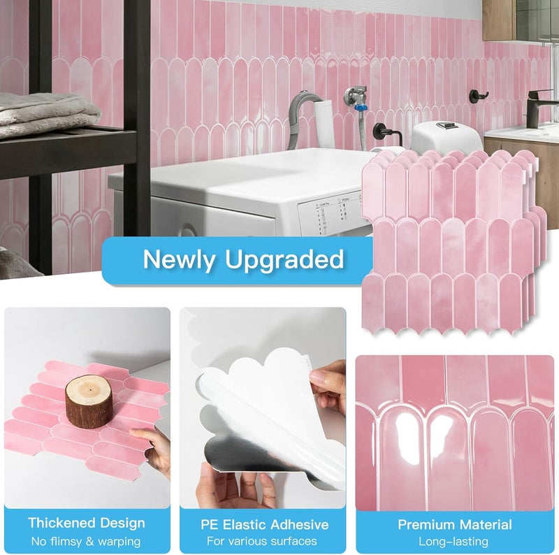 Art3d 12 x 12 Inch Heavy-Duty Peel and Stick Backsplash, Self-adhesive Wall Tiles for Kitchen Bathroom Decor, 10-Pack Pink - Image 4
