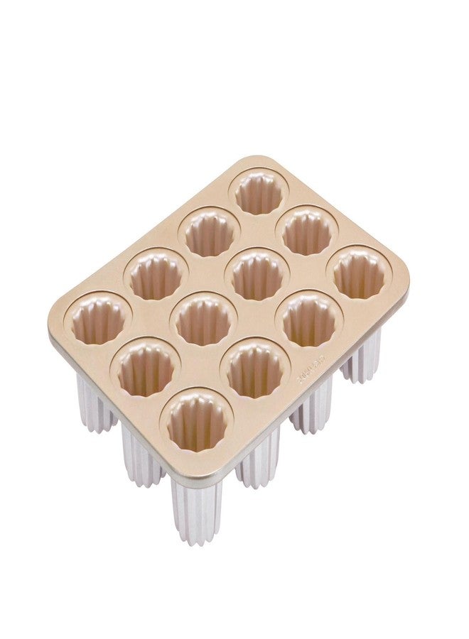 CHEFMADE Canele Mold Cake Pan, 12-Cavity Non-Stick Canele Muffin Bakeware Cupcake Pan for Oven Baking (Champagne Gold) - Image 1