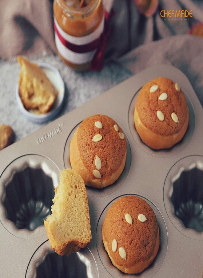 CHEFMADE Canele Mold Cake Pan, 12-Cavity Non-Stick Canele Muffin Bakeware Cupcake Pan for Oven Baking (Champagne Gold) - Image 3