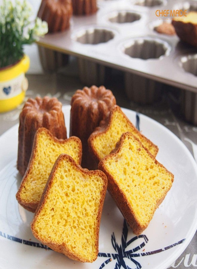 CHEFMADE Canele Mold Cake Pan, 12-Cavity Non-Stick Canele Muffin Bakeware Cupcake Pan for Oven Baking (Champagne Gold) - Image 5