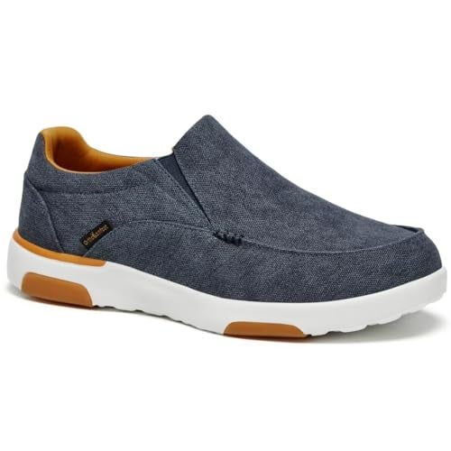 OrthoComfoot Men's Orthopedic Shoes for Plantar Fasciitis, Comfortable Heel and Foot Pain Relief Sneakers, Flat Feet Orthotic Loafers with Arch Support Denim Size 8 - Image 1