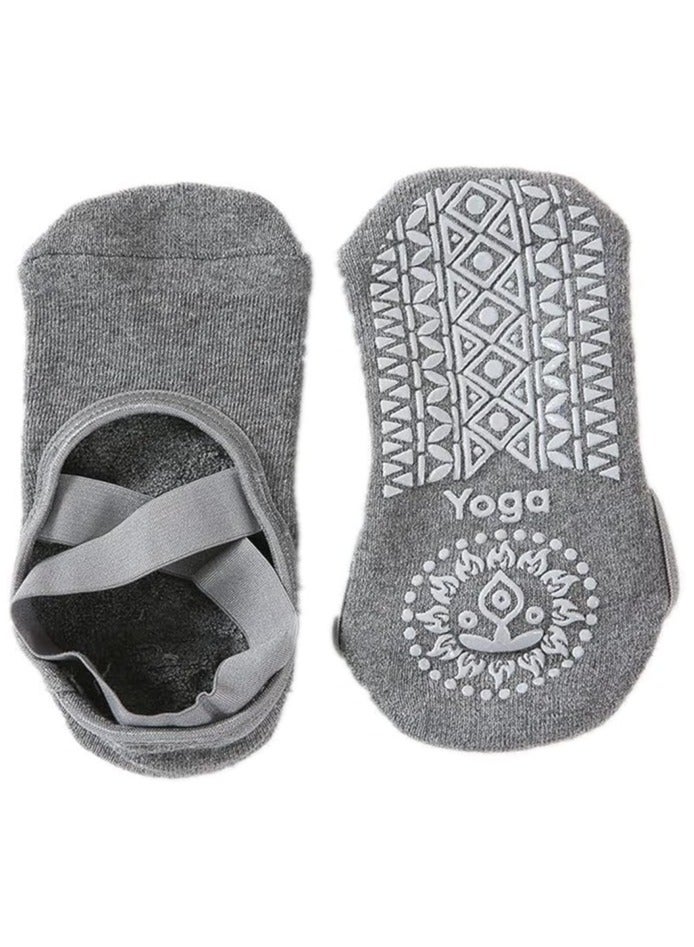F.A.M.S Non-slip Grip Pilates Socks for Women 4 Pairs, Athletic Yoga Socks for Barre Ballet Barefoot Workout Hospital Use Daily Wear - Image 2