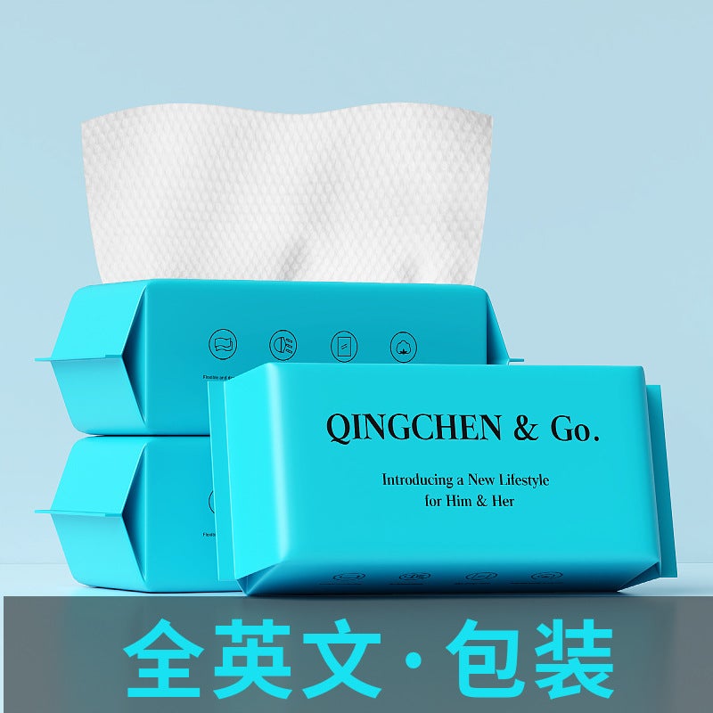 منشفة غسيل قابلة للاستخدام مرة واحدة سميكة من القطن الناعم لمنظف الوجه منشفة تنظيف الوجه للاستخدام الجاف والرطب تعبئة إنجليزية - Image 2