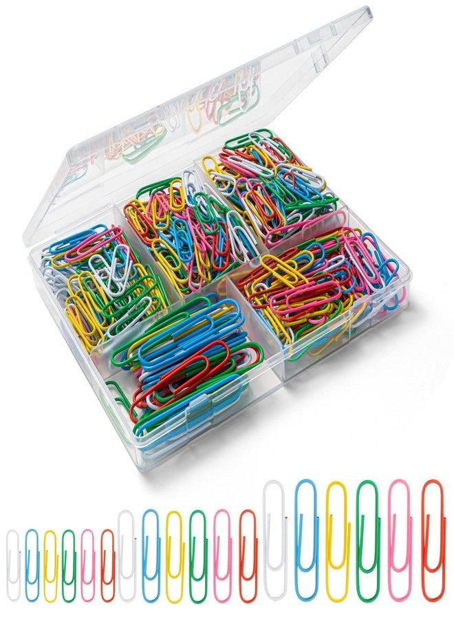 Bflaae Paper Clips Assorted Sizes, Cute Colored Paper Clip for Office Supplies,Small Medium Large Jumbo, Colorful and Heavy Duty, Ideal for Bookmark- Pack of 350 - Image 1