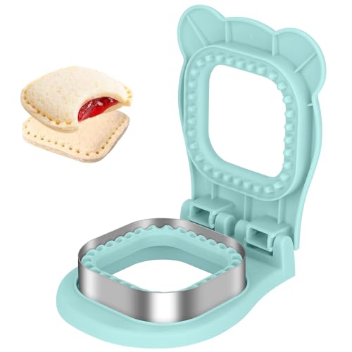 TACGEA Uncrustable Sandwich Cutter Maker – Sandwich Sealer and Cutter for Lunchbox and Breakfast, Square Shape, Light Blue - Image 1
