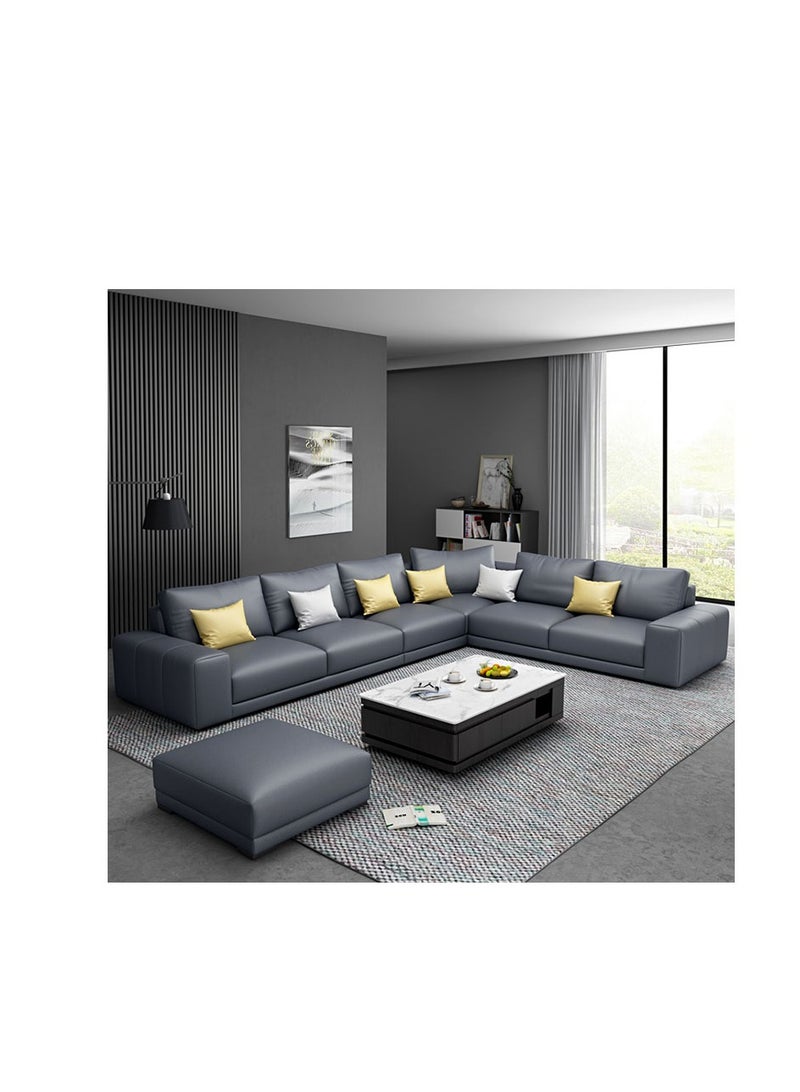 Ripple FURNITURE Nordic Style Luxury Furniture Corner L Shaped Sofa Set Grey 6 Seaters 360X80X42 Grey 360X92X42  - Image 1