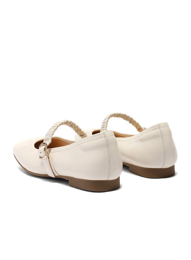Senda a Mary Jane Shoes Women  Autumn New Lambskin Flat Shoes Xpa01cq5 Off-white Size 39 - Image 3