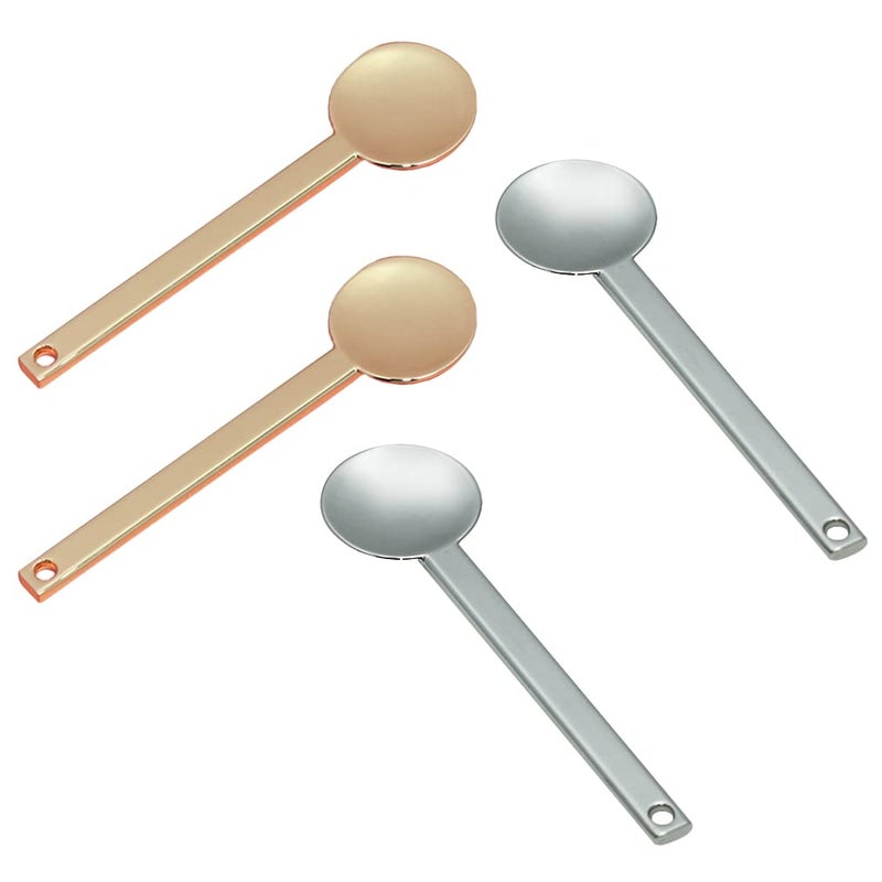 lasenersm 4Pcs Round Metal Cosmetic Spoon Spatulas Makeup Spatula Eye Cream Spoon Beauty Scoop Mini Spoon Makeup Beauty Spoons Mini Cosmetic Skincare Spatula for Home Salon Golden Silver