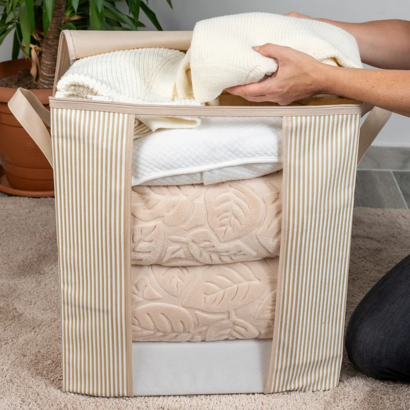 ناكاريف 2 Pieces Window Line Pattern Printed Pillow Quilt Clothes Organizer Bag Set 45X30X50 cm