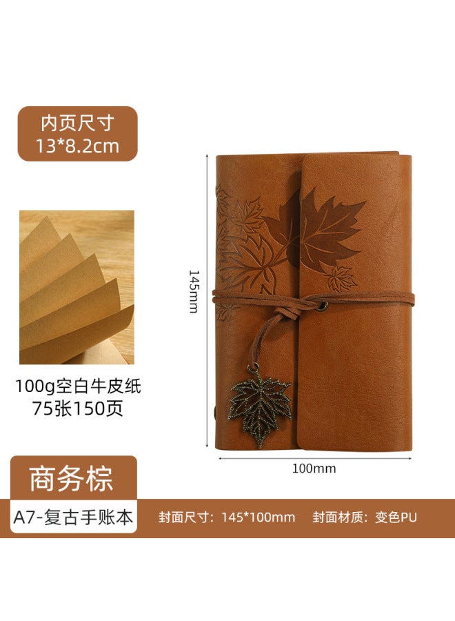 بوي دفتر سفر كلاسيكي من الجلد الناعم مع حافظة يدوية  
دفتر ملاحظات A6/A7 قابل للحمل مع أوراق قابلة للإزالة  
يوميات ورق القيقب - دفتر متنقل أنيق للسفر والكتابة - Image 1