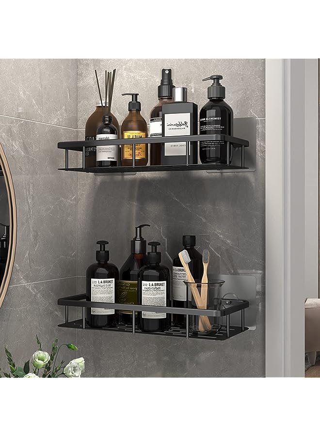 Raxoom Shower Caddy Shelf, 2 Pack Bathroom Shelves No drill Corner Shelf Shampoo Holder Storage Rack for Bathroom Toilet Kitchen Organizer (2 tier-Square) - Image 1