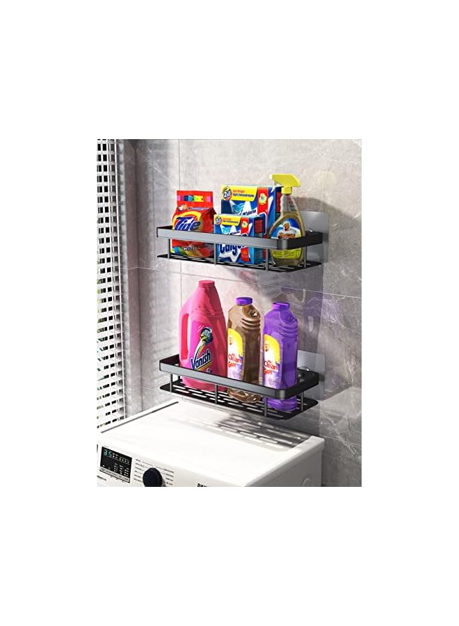 Raxoom Shower Caddy Shelf, 2 Pack Bathroom Shelves No drill Corner Shelf Shampoo Holder Storage Rack for Bathroom Toilet Kitchen Organizer (2 tier-Square) - Image 4