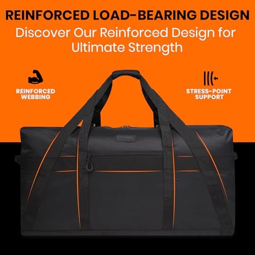 Fitdom 130L 35" Heavy Duty Extra Large Duffle with Upgrade Zipper, Durable & Water Resistant. Perfect as Camping Bag Travel Storage Tent Storage Sports Equipment Bag For Coaches & More - Image 4