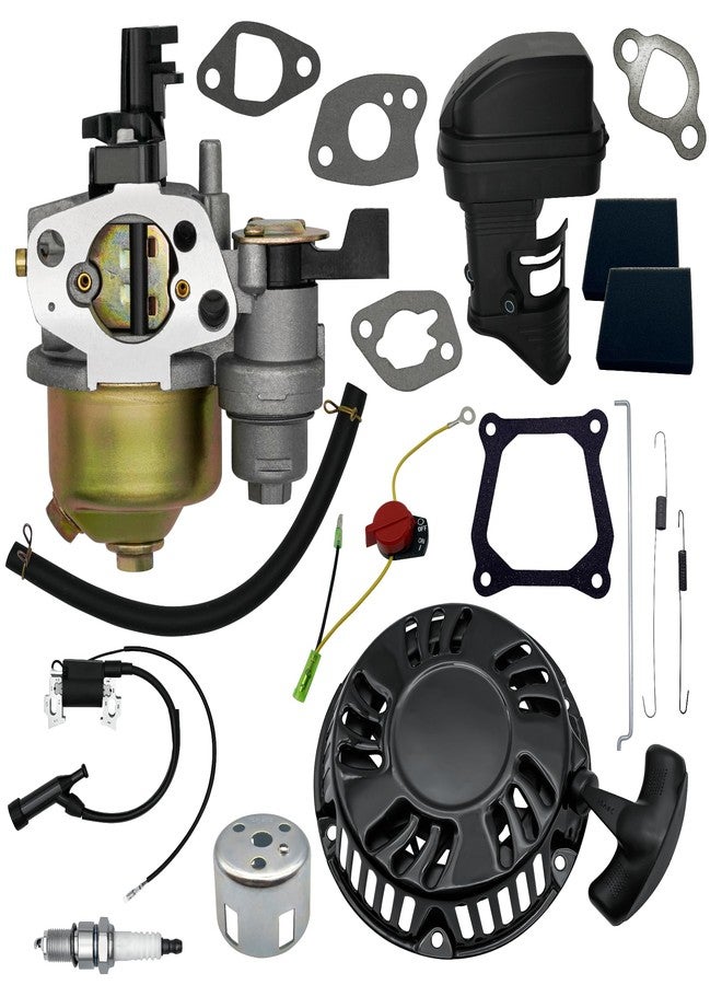 Strongthium Predator 212 Tune Up Parts Carb Kit for 196cc 200cc 212cc 224cc + Pull Start + Coil + Air Filter Assembly + Spark Plug + Throttle Springs + Gaskets - Image 1