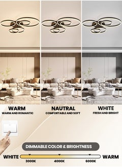 YATAI LIGHTING Modern Light fixtures Ceiling Light,5-Heads Round Modern Dimmable Ceiling Light Fixture,114W Flush Mount LED Ceiling light Geometric Acrylic Living Room Light Fixture Ceiling Light  - Image 3