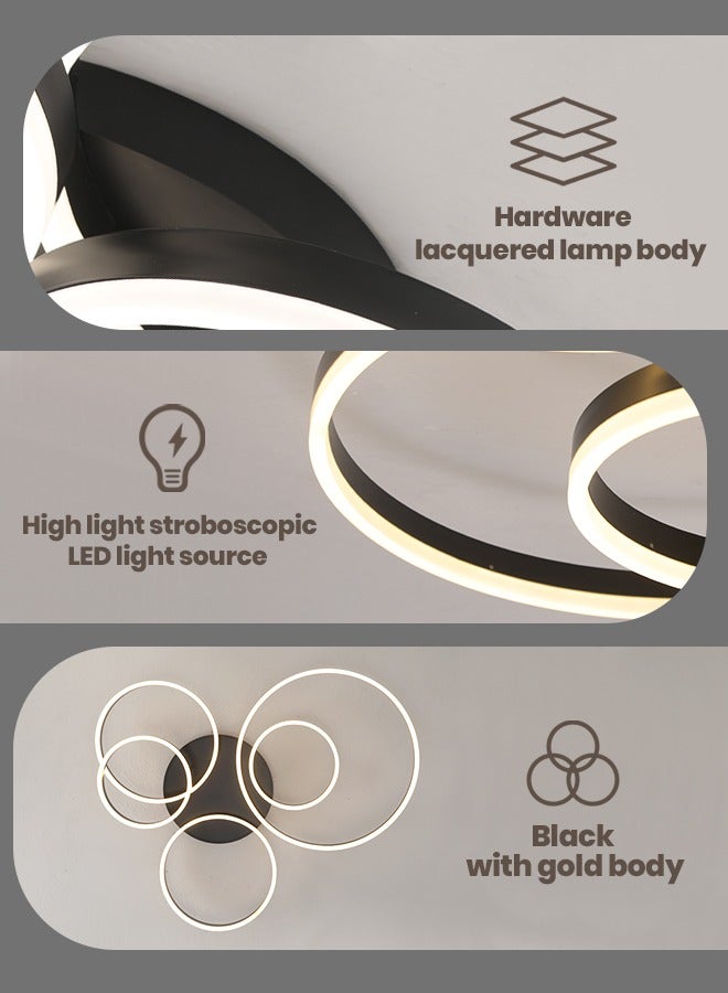 YATAI LIGHTING Modern Light fixtures Ceiling Light,5-Heads Round Modern Dimmable Ceiling Light Fixture,114W Flush Mount LED Ceiling light Geometric Acrylic Living Room Light Fixture Ceiling Light  - Image 4