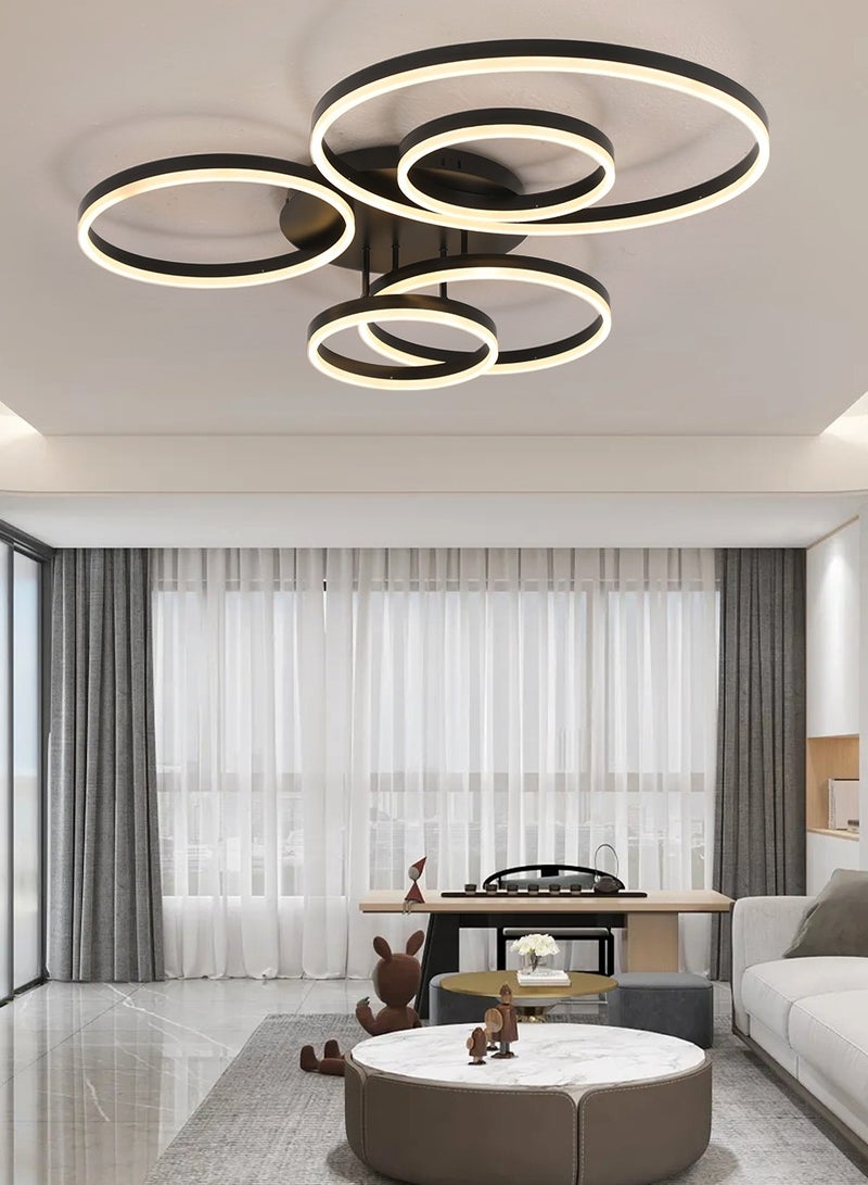 YATAI LIGHTING Modern Light fixtures Ceiling Light,5-Heads Round Modern Dimmable Ceiling Light Fixture,114W Flush Mount LED Ceiling light Geometric Acrylic Living Room Light Fixture Ceiling Light  - Image 5