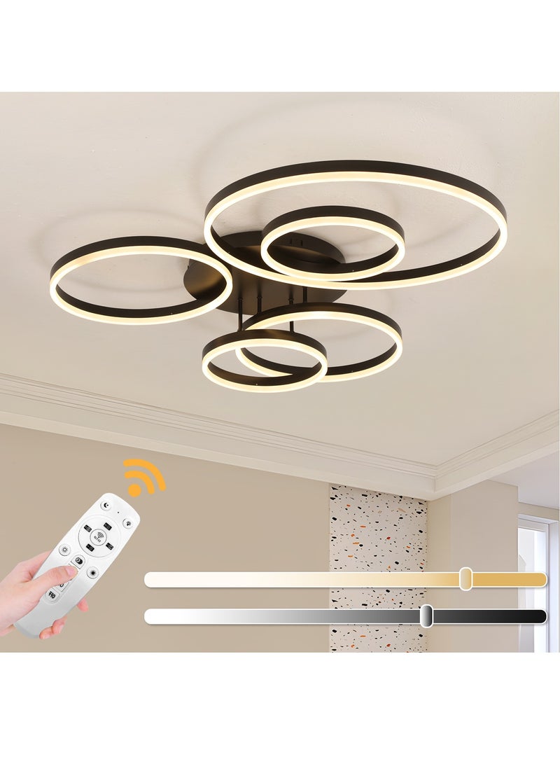 YATAI LIGHTING Modern Light fixtures Ceiling Light,5-Heads Round Modern Dimmable Ceiling Light Fixture,114W Flush Mount LED Ceiling light Geometric Acrylic Living Room Light Fixture Ceiling Light  - Image 1