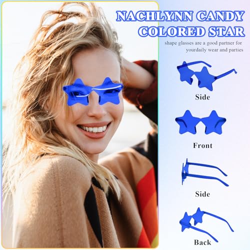NACHLYNN 12 Pcs Rimless Star Shaped Sunglasses Dark Blue Transparent Sunglasses Pentagram Glasses for Party Favor Cosplay - Image 5