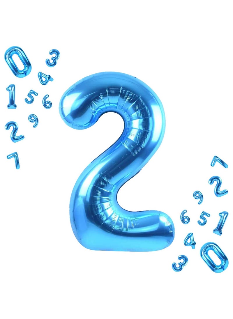 KATCHON Blue Number 2 Balloon for 2nd Birthday or Anniversary Decoration 40 Inch  - Image 1