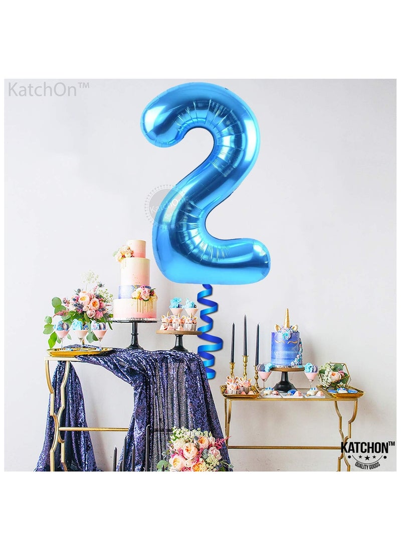 KATCHON Blue Number 2 Balloon for 2nd Birthday or Anniversary Decoration 40 Inch  - Image 4