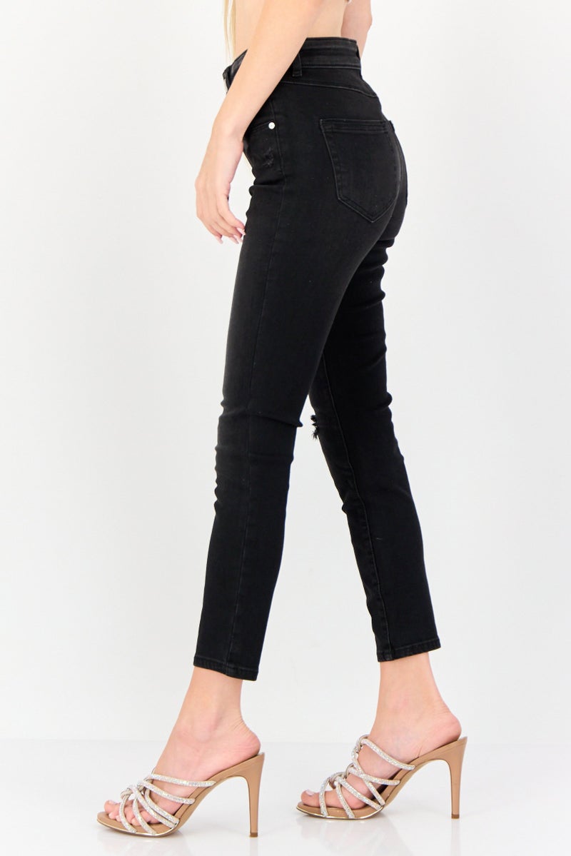 ONLY Women Skinny Fit Washed 30 Inseam Stretchable Denim, Black - Image 3