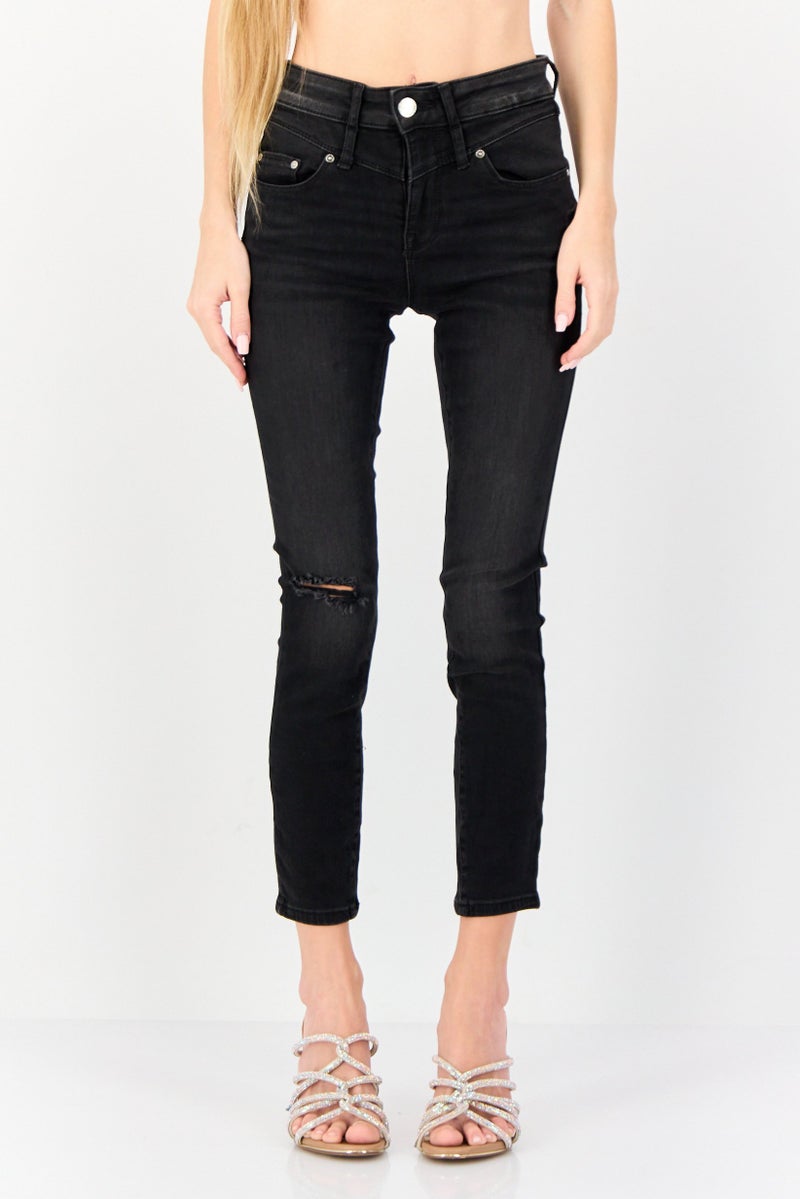 ONLY Women Skinny Fit Washed 30 Inseam Stretchable Denim, Black - Image 1