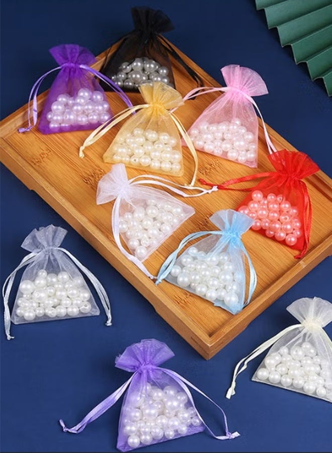 ميني خيوط السحب أكياس أورغانزا، حفل الزفاف تفضل حقيبة هدية، الشوكولاته الشبكة الحلوى هدية المجوهرات أورغانزا حقيبة، كيس أكياس أورغانزا الصغيرة (خلط اللون 2.7x3.5 بوصة) - Image 4