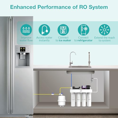 SimPure Small Water Pressure Tank for Tankless Reverse Osmosis System, RO Water Storage Tank with Fittings for Refrigerator, Ice Maker, Suitable for 1/4" and 3/8" Water Pipes - Image 2