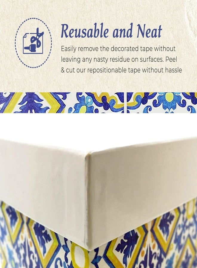 Serenity Fair Washi Tape – Mediterranean Tile Pattern, Extra Wide 4 Inch Scrapbook Supplies for Scrapbooking, Journaling, Stickers, Craft Paper, and DIY Scrapbook Tape Roll (Portuguese Yellow Blue) - Image 5