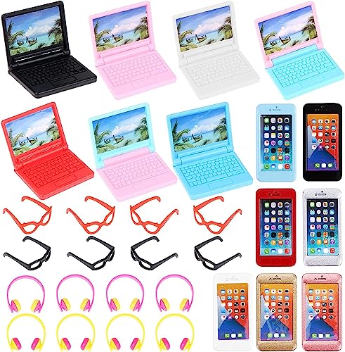 TBoxBo 30 Pcs Doll Dollhouse Accessories 112 Scale Dollhouse Phone Laptop Computer Headset Glasses Miniature Simulator Accessories Mini Scene Simulation Miniatures Playset - Image 1