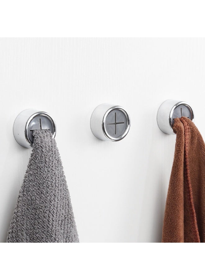 3 PCS Innovative Adhesive Towel Hooks, No Drill Wall Mount Strong Stick-on Hooks for Kitchen Bathroom Dorm Room Organization, ABS Material Silver 42 mm*22 mm - Image 4