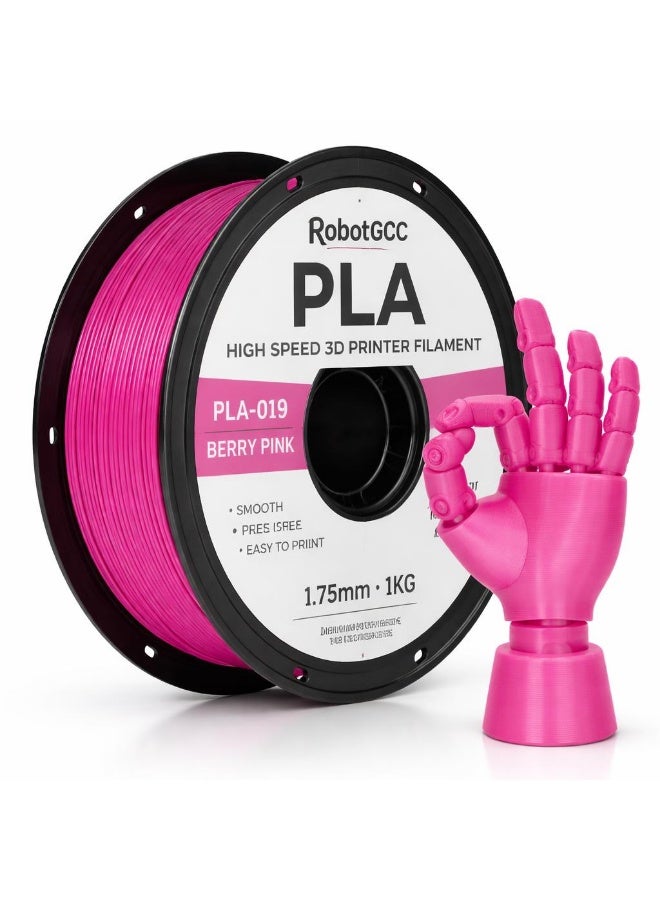 RobotGCC PLA Berry Pink 3D Printer Filament 1.75mm 1KG, Smooth Extrusion, Low Warping, Strong Layer Adhesion, Easy-to-Print Material for FDM 3D Printers, Models and Prototypes - Image 1