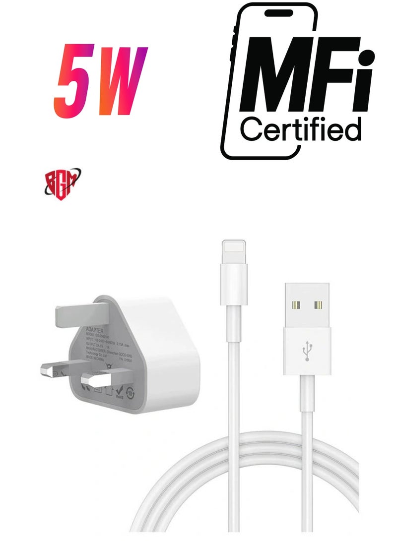 BGM 5V 1A Power Adapter Supply, USB Charger Cable and Plug Compatible for i Phone 5S, 6, 6S, 6 Plus, 6S Plus, 7, 7 Plus, 8, 8 Plus, XS, X, XS Max, 11, XR, i Pod Touch 5G Power Cord  - Image 1