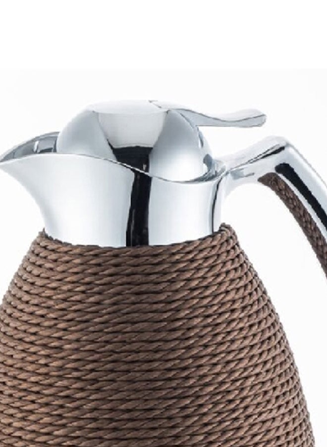 بين سيرفي V-M80510-BT-R-B قارورة ستانلس ستيل عازلة للحرارة مع حبل بني 1 لتر - Image 2