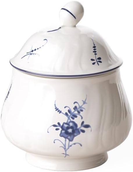 Villeroy & Boch Villeroy  Boch Vieux Luxembourg Covered Sugar 8 oz Premium Porcelain WhiteBlue - Image 1