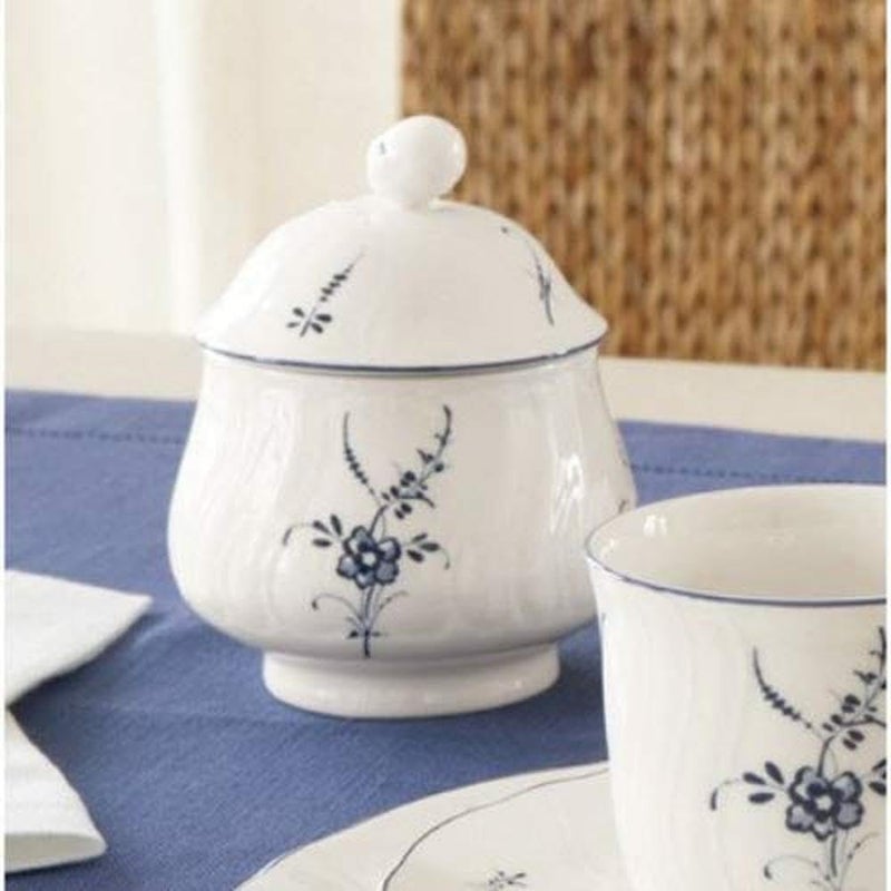 Villeroy & Boch Villeroy  Boch Vieux Luxembourg Covered Sugar 8 oz Premium Porcelain WhiteBlue - Image 5
