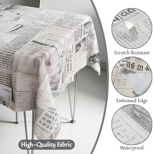 ggaimwf 52x70 Inch Vintage Rectangle Tablecloth Old Newspaper Table Cloth Washable Nostalgia Style Table Cover for Dining Home Farmhouse Coffee Shop Decor - Image 4