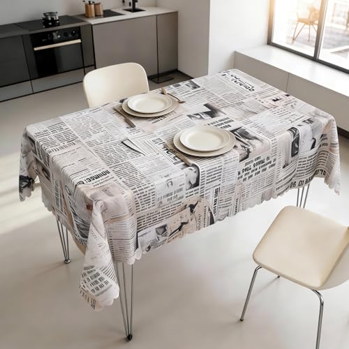 ggaimwf 52x70 Inch Vintage Rectangle Tablecloth Old Newspaper Table Cloth Washable Nostalgia Style Table Cover for Dining Home Farmhouse Coffee Shop Decor - Image 1