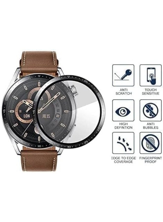 واقي شاشة لساعة هواوي GT3 برو 46 مم، فيلم حماية ثلاثي الأبعاد منحني بحواف ناعمة [مضاد للخدش] [خالٍ من الفقاعات] [مقاوم للكسر للغاية] [حساس للغاية] (ليس زجاجًا) - Image 2