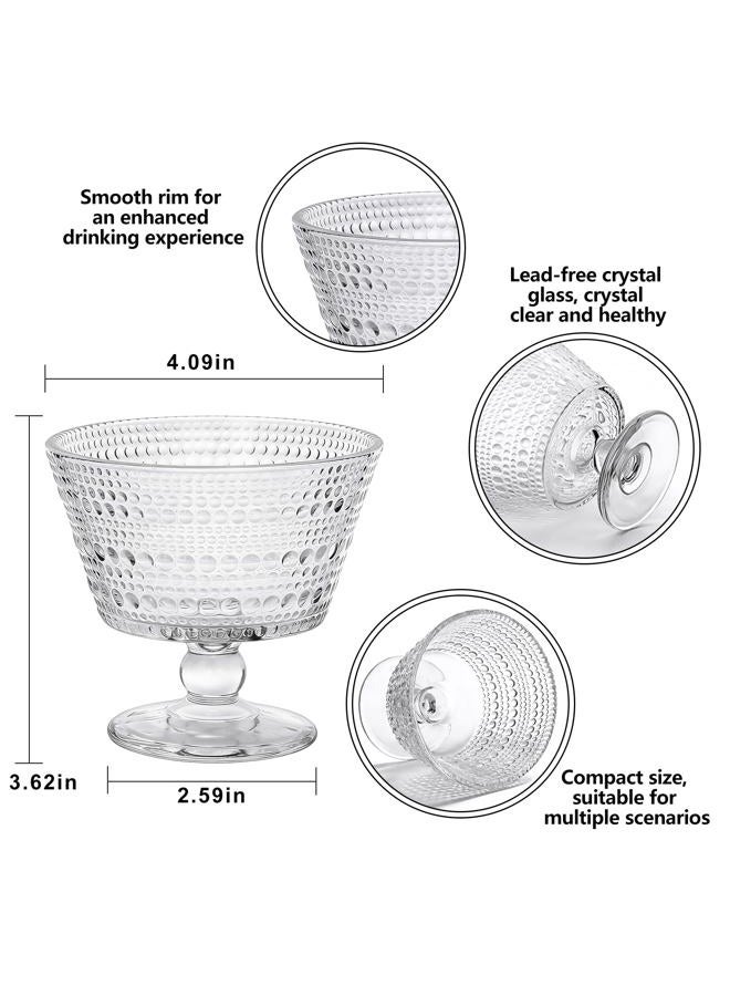 Accguan 9oz Glass Dessert Bowls, Pedestal Ice Cream Cups Set of 6, Yogurt Bowl, Clear Textured Crystal for Sundaes, Yogurt, Breakfast, Oats, Sorbet - Image 2