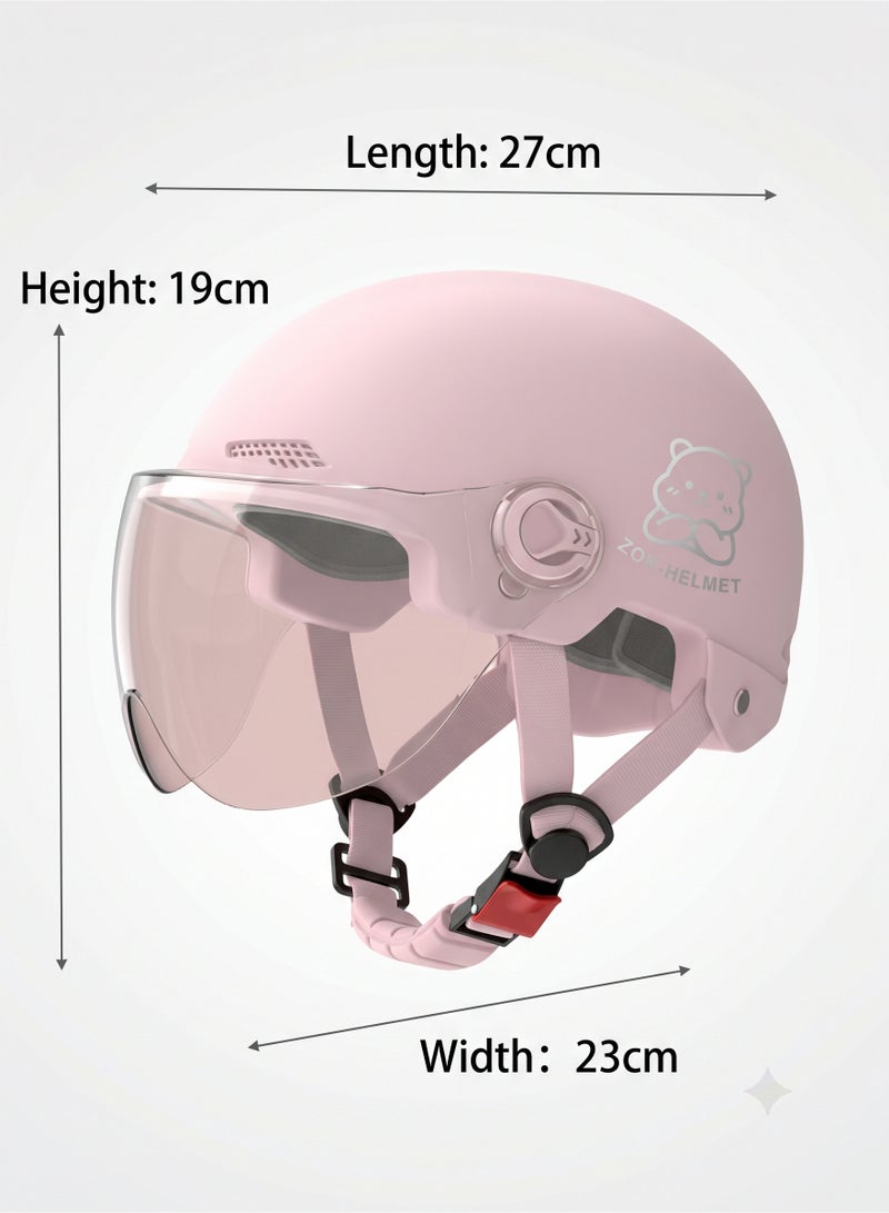 Purrhappy 3C Certified Helmet, Adult Electric Scooter Helmet with Clear Visor, Adjustable Head Circumference, Lightweight Motorcycle Bike Commuter Helmet for Men Women, Pink - Image 2