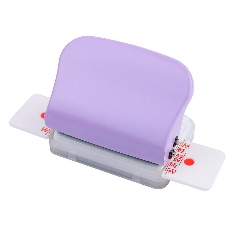 6-Hole Paper Punch Purple: Punches Up to 5 Sheet(80 Gsm) 6mm Diameter Holes - With Dual Positioning Posts and Rulers Hole Puncher for Loose-Leaf Notebooks Hand Accounts DIY Projects - Image 1