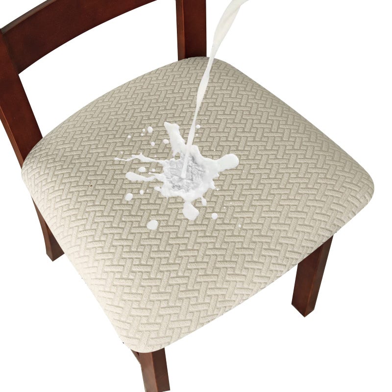 Genina Waterproof Seat Covers for Dining Room Chairs Covers Dining Chair seat Covers Kitchen Chair Covers slipcovers Beige 6 Pcs