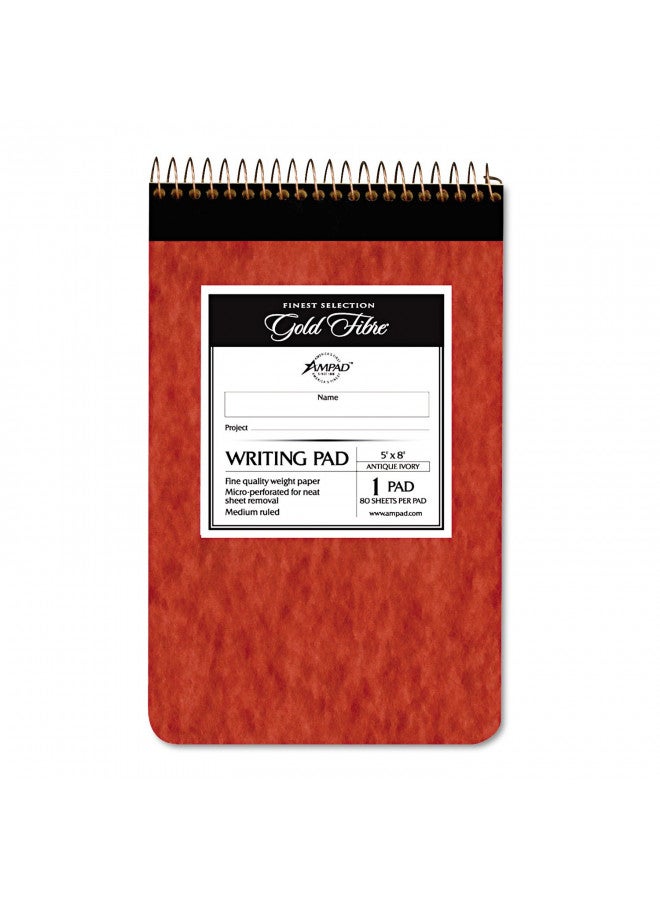 Ampad Gold Fibre Retro Writing Pad, Red Cover, White Paper, 5 x 8, Medium Rule, 80 Sheets, 1 Each (20-007) - Image 2