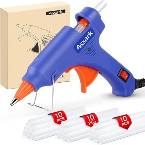 Assark Hot Glue Gun Kit with 30 Glue Sticks(130mm x 7mm), Fast Preheating Hot Melt, High Temp for School Crafts DIY Arts and Quick Home Repairs, 20W Blue - Image 1