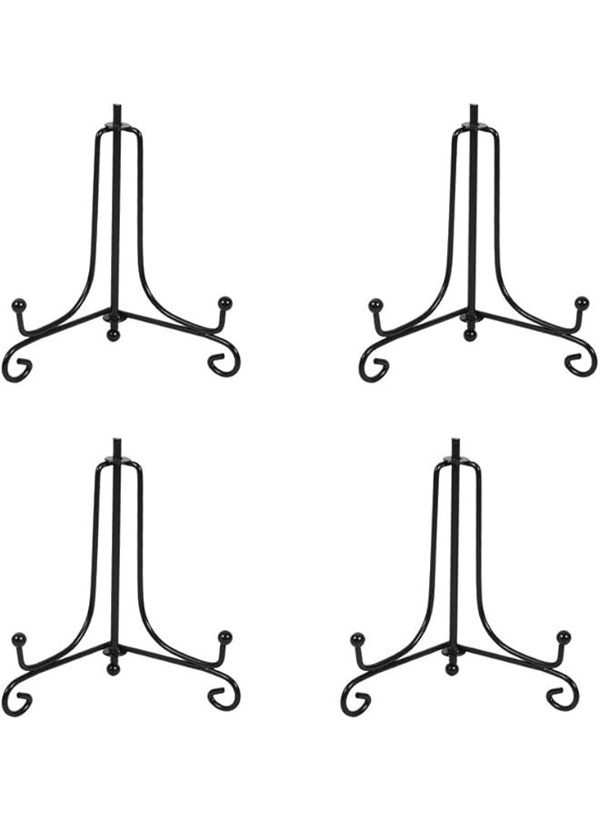 The Bros Iron Display Stand 4 Pack, Black Iron Easel Plate Display Photo Holder Stand, Displays Picture Frames, Decorative Plates, Tablets and Art 4 Inch  - Image 1