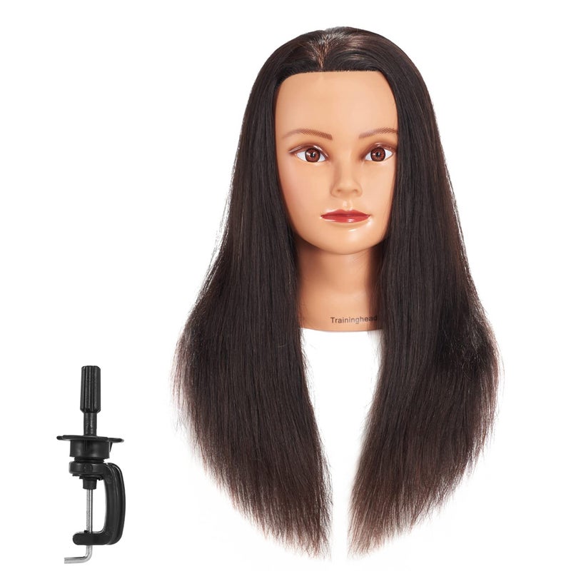 Traininghead 2022 Female Mannequin Head 100 Human Hair Hairdresser Training Practice Head Cosmetology Manikin Head Doll Head with Clamp Stand 171116