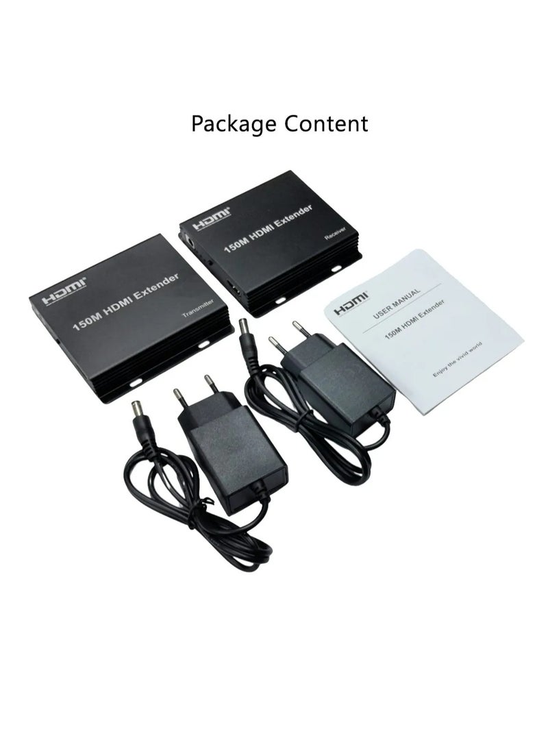 اتش دي ام اي موسع إشارة HDMI بمدى 150 مترًا عبر كابل LAN من نوع CAT5E/6، ينقل إشارة HDMI عالية السرعة حتى 150 مترًا، يدعم دقة 4K بمعدل 30 هرتز، سهل الاستخدام، يدعم تقنية HDMI عبر الإيثرنت لأجهزة الكمبيوتر والتلفزيون وأجهزة العرض، وللاستخدام المنزلي والمكتبي. - Image 4